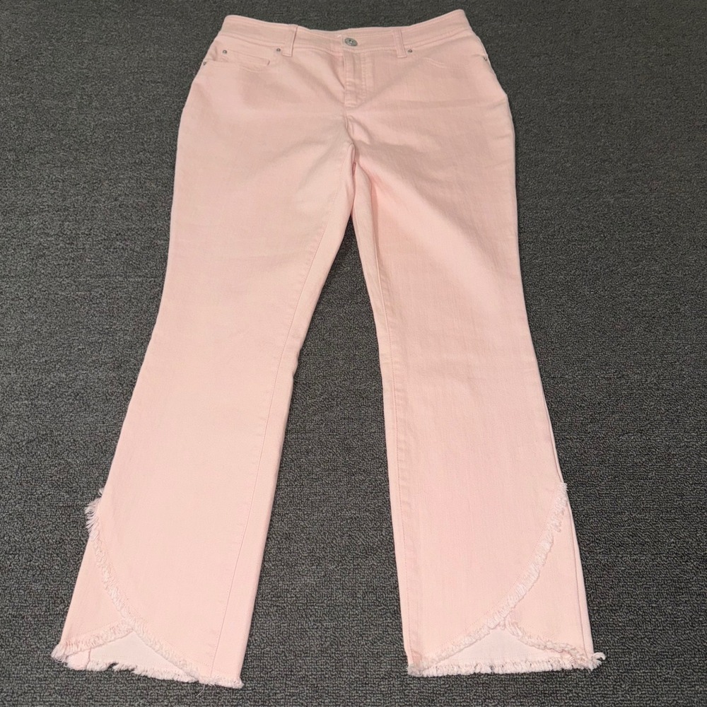 INC International Concepts Pink Skinny Leg Tulip Hem Frayed Jeans Womens 6 Boho